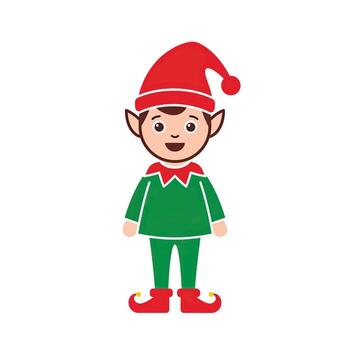 a-cartoon-elf-with-red-hat-and-green-suit-vector