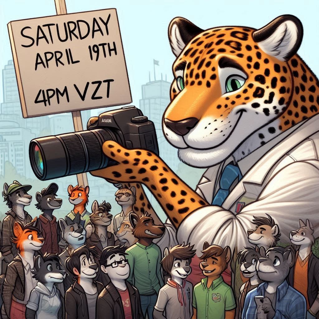 i need a drawing of a jaguar, cartoon style, he is a professional photographer and he is taking a ph